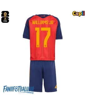 Spania Nico Williams #17 Echipament de Fotbal Replică Mondial 2026 Copii Acasa (+ Șorturi)